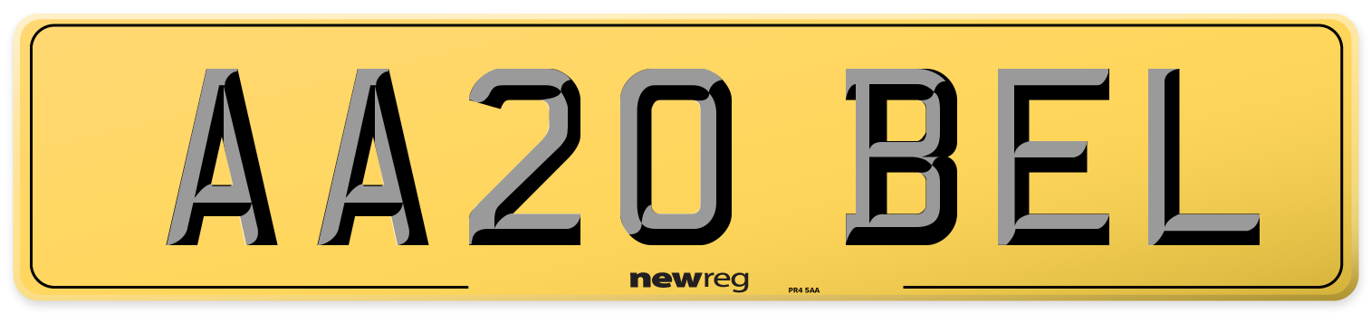 AA20 BEL Rear Number Plate