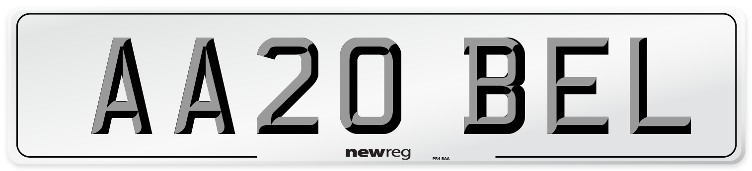 AA20 BEL Front Number Plate