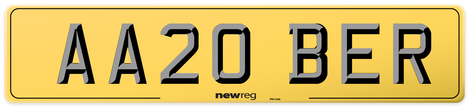 AA20 BER Rear Number Plate