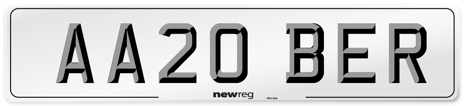 AA20 BER Front Number Plate