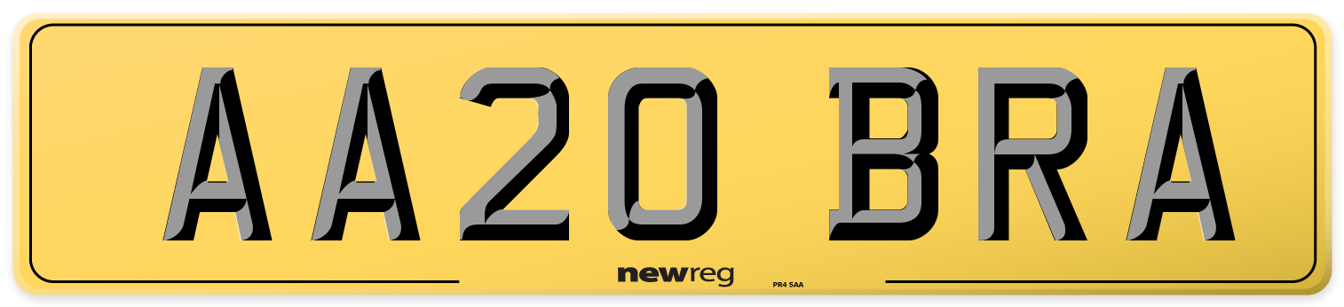 AA20 BRA Rear Number Plate