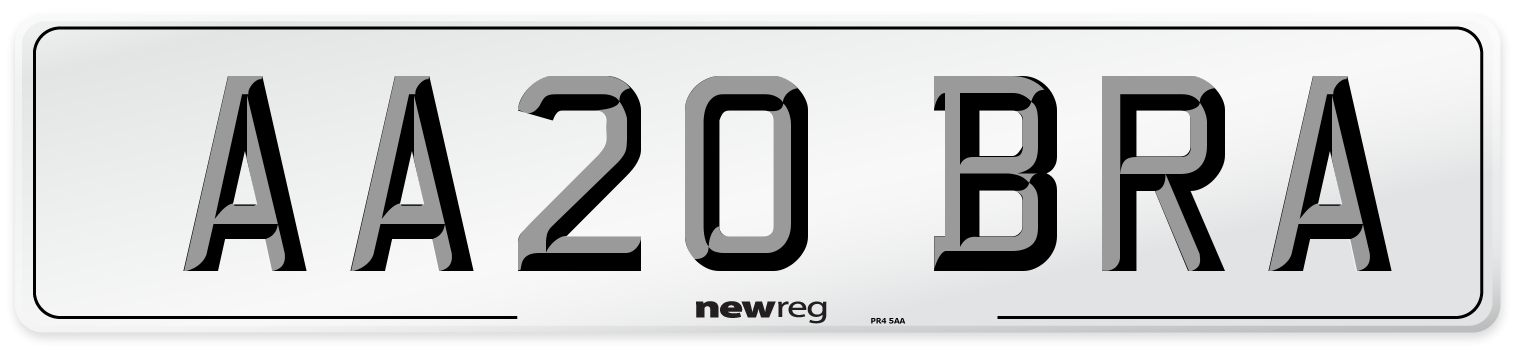 AA20 BRA Front Number Plate