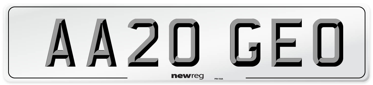 AA20 GEO Front Number Plate