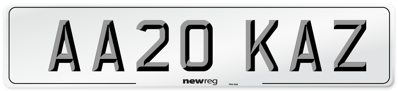 AA20 KAZ Front Number Plate
