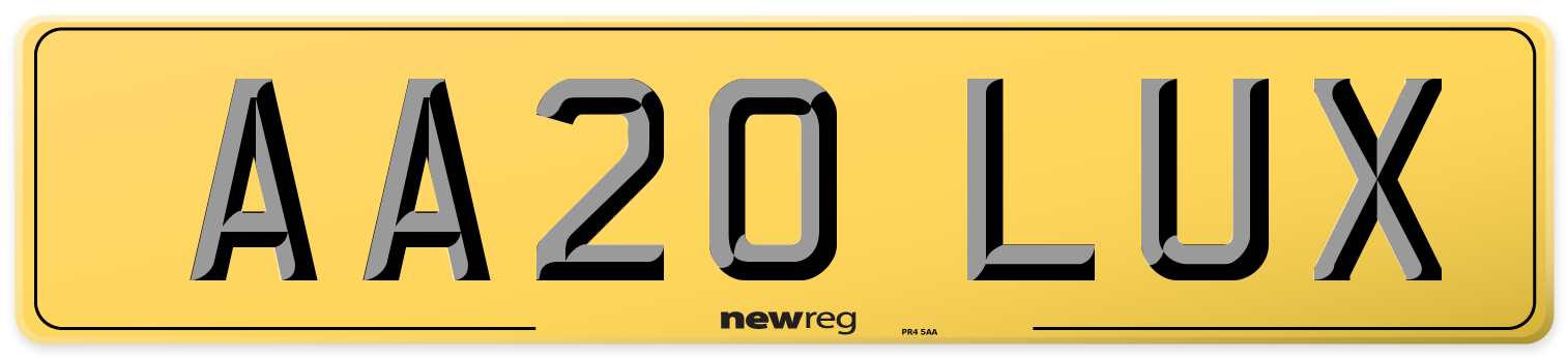 AA20 LUX Rear Number Plate