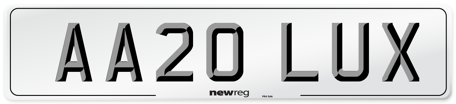 AA20 LUX Front Number Plate