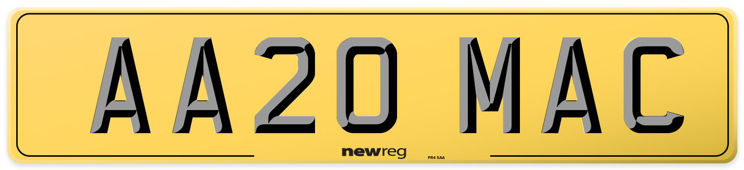 AA20 MAC Rear Number Plate