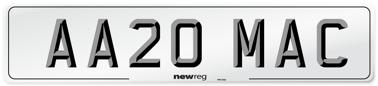 AA20 MAC Front Number Plate