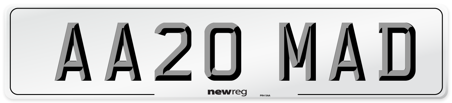 AA20 MAD Front Number Plate