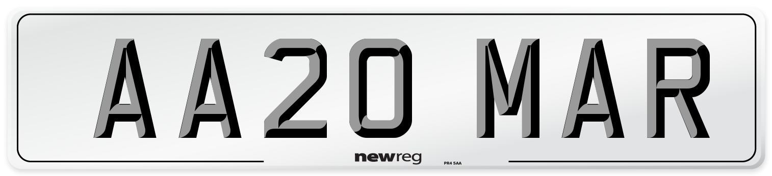 AA20 MAR Front Number Plate