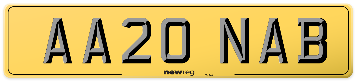 AA20 NAB Rear Number Plate