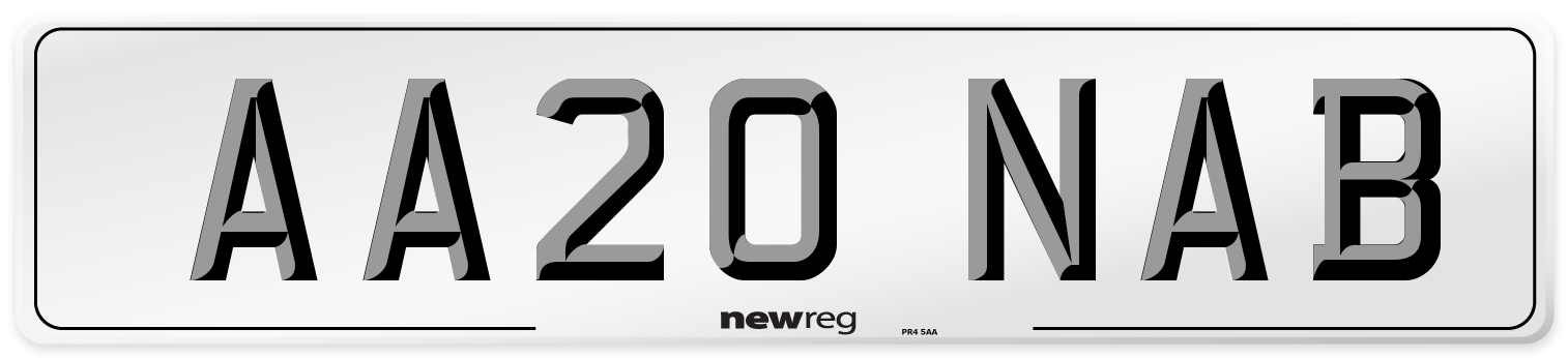 AA20 NAB Front Number Plate