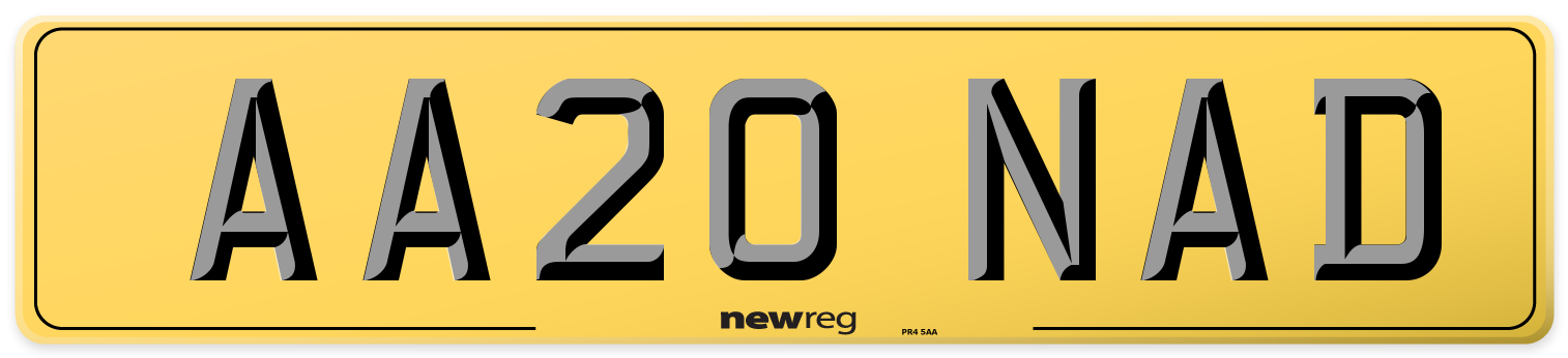 AA20 NAD Rear Number Plate