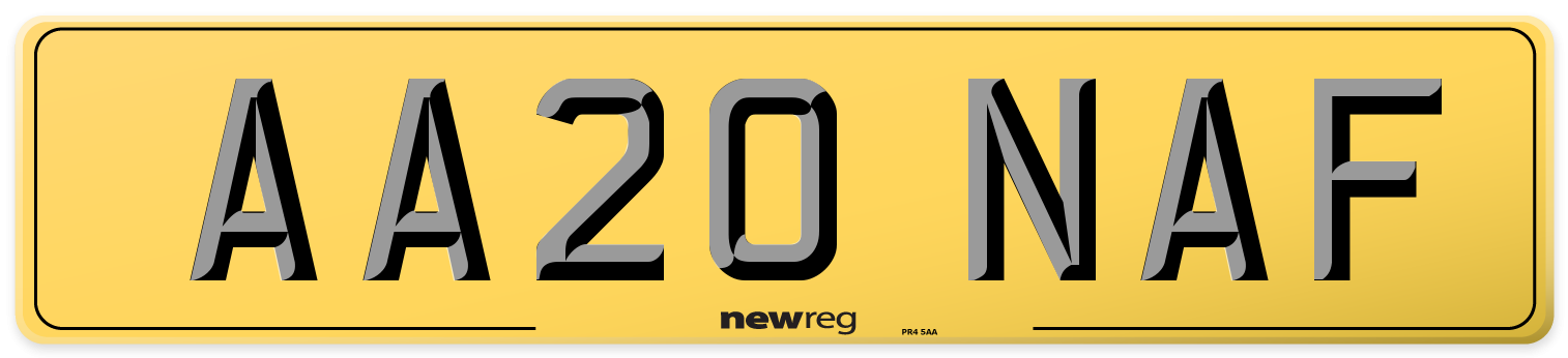 AA20 NAF Rear Number Plate