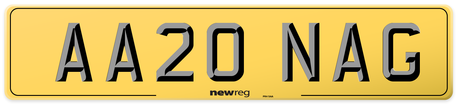 AA20 NAG Rear Number Plate
