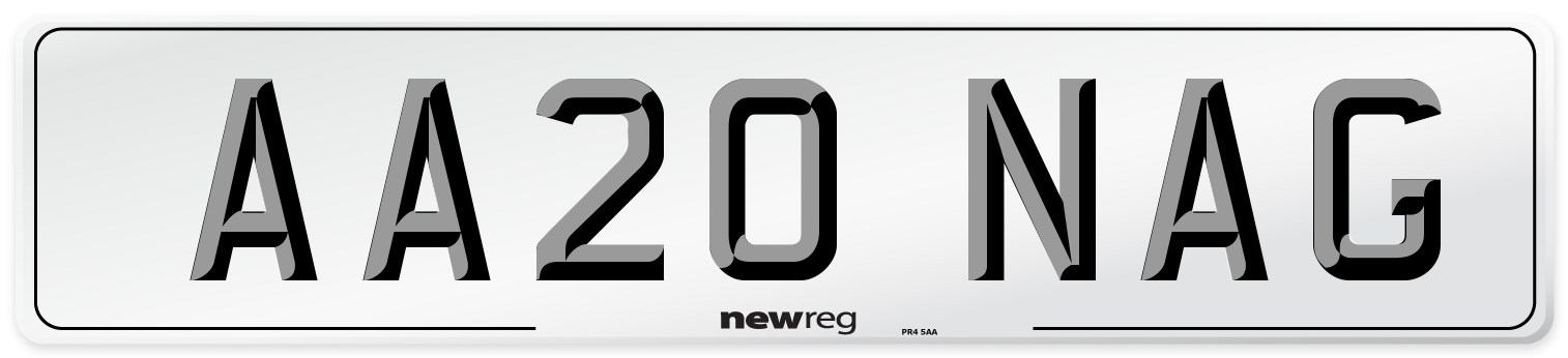 AA20 NAG Front Number Plate