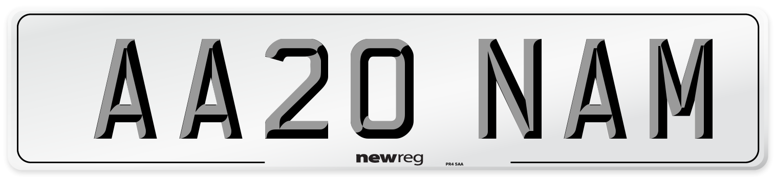 AA20 NAM Front Number Plate