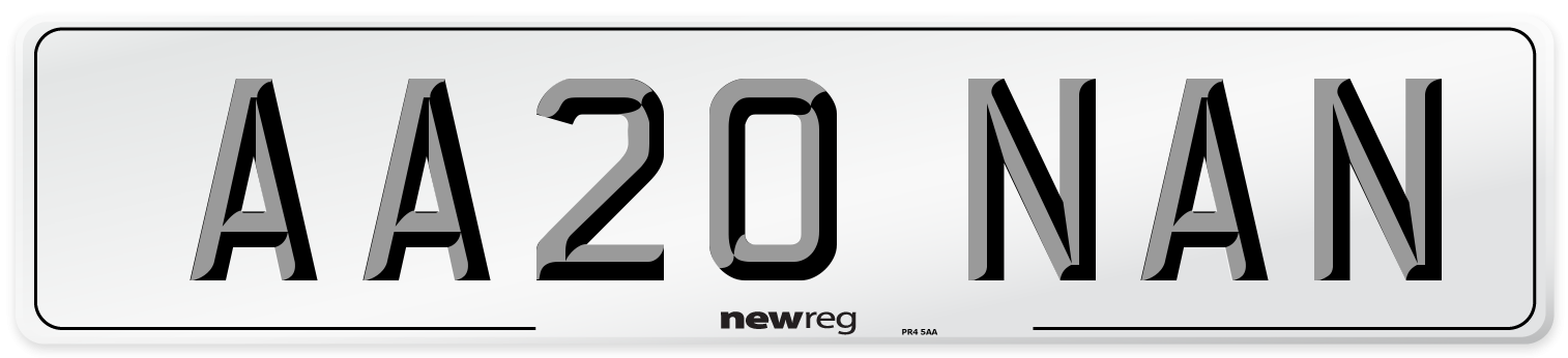 AA20 NAN Front Number Plate