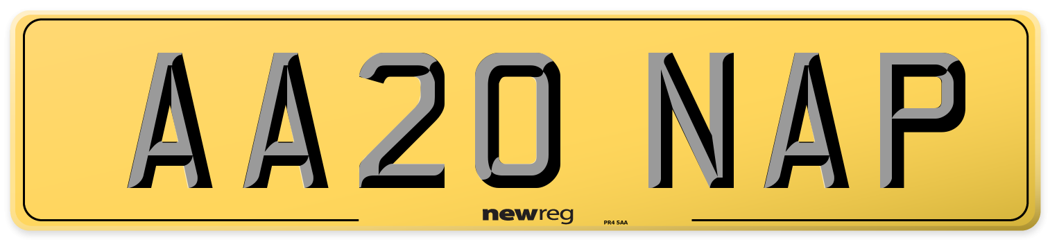 AA20 NAP Rear Number Plate