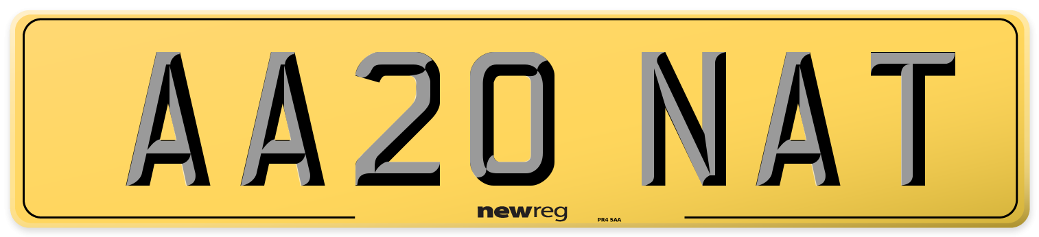 AA20 NAT Rear Number Plate