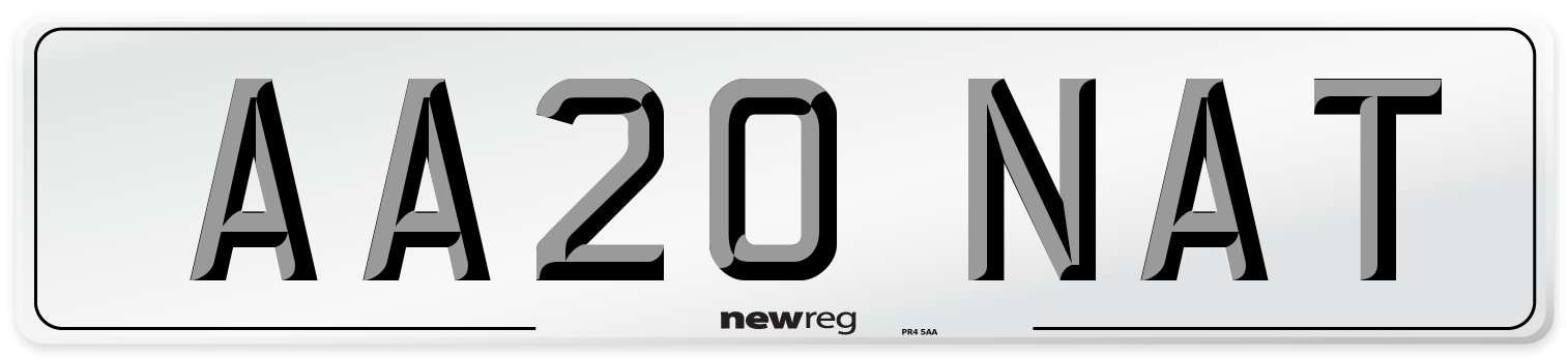 AA20 NAT Front Number Plate