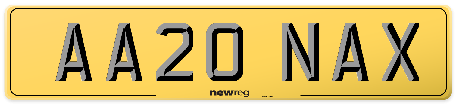 AA20 NAX Rear Number Plate