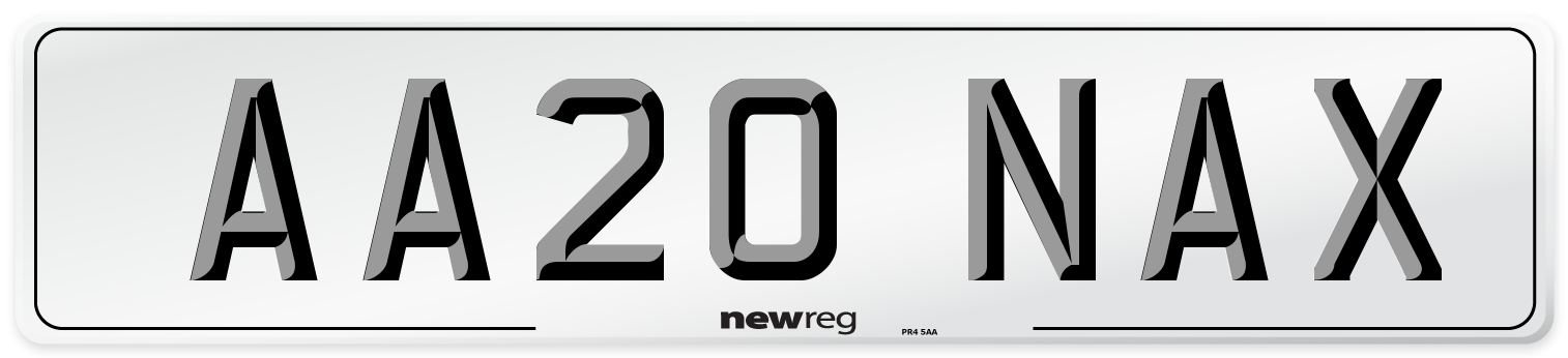 AA20 NAX Front Number Plate
