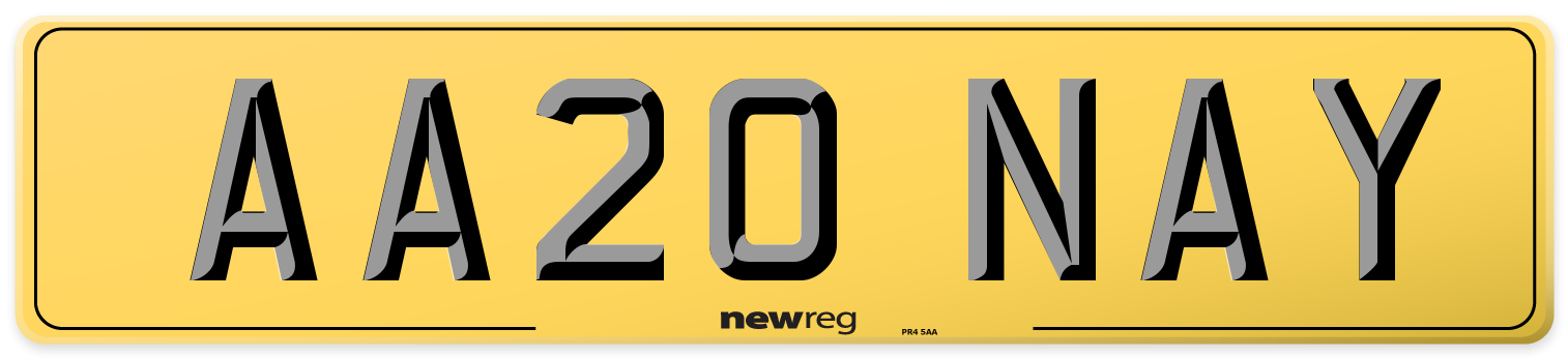 AA20 NAY Rear Number Plate