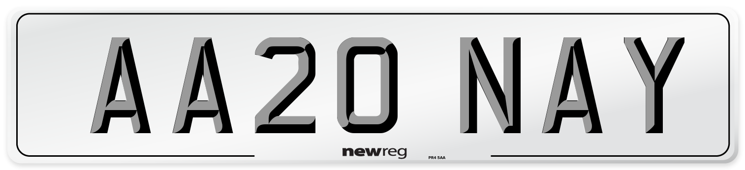 AA20 NAY Front Number Plate