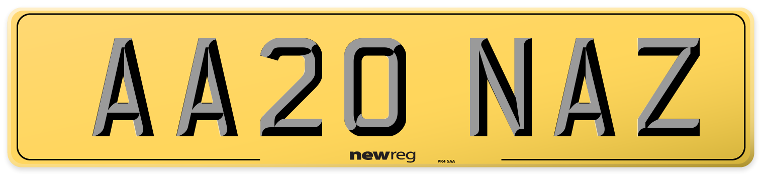 AA20 NAZ Rear Number Plate