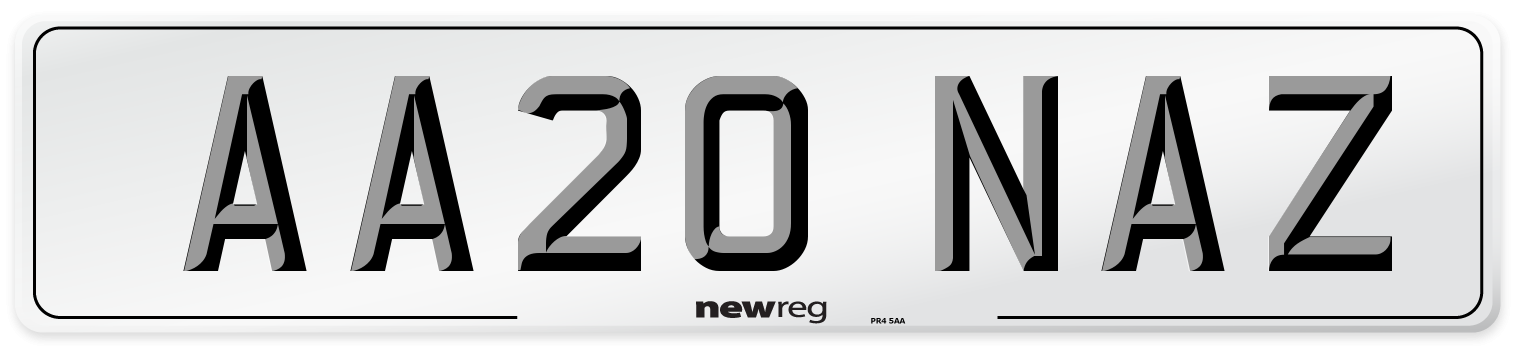 AA20 NAZ Front Number Plate