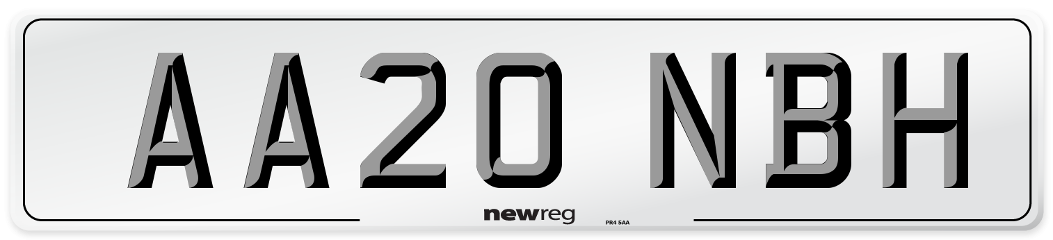 AA20 NBH Front Number Plate