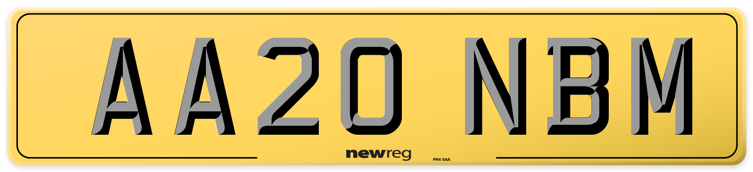 AA20 NBM Rear Number Plate