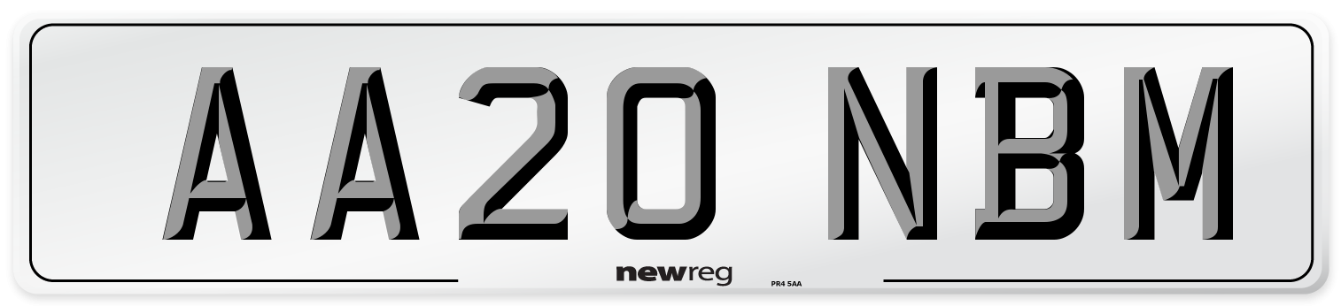 AA20 NBM Front Number Plate