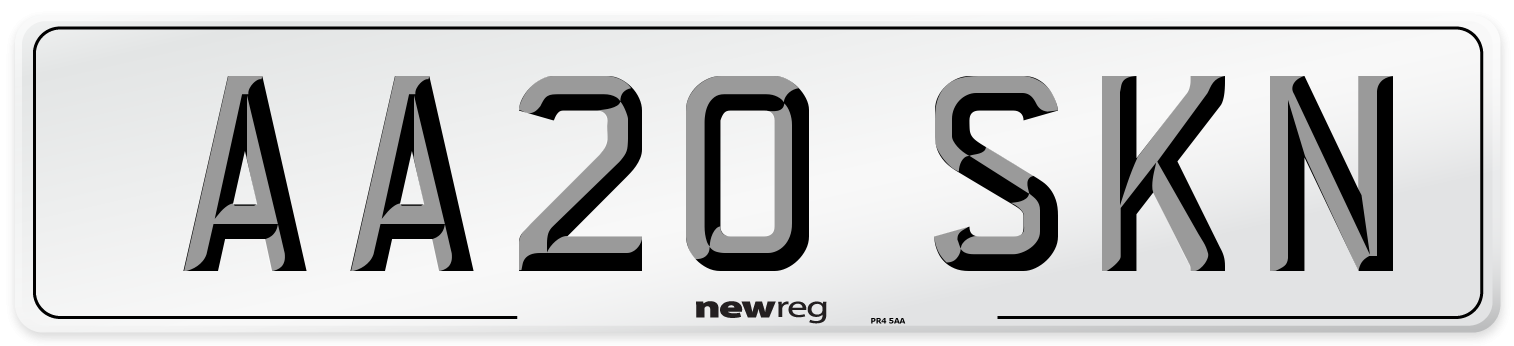 AA20 SKN Front Number Plate