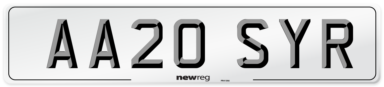 AA20 SYR Front Number Plate