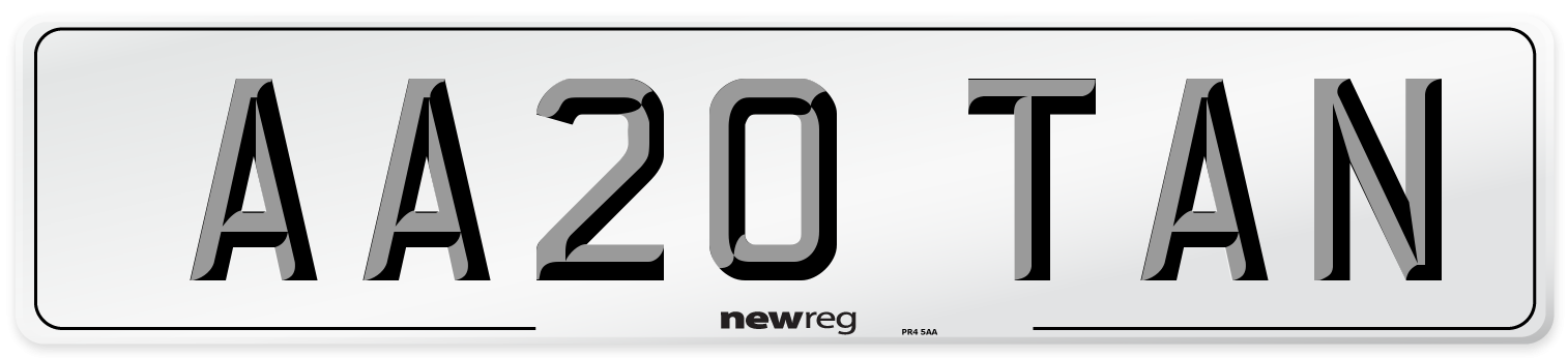 AA20 TAN Front Number Plate