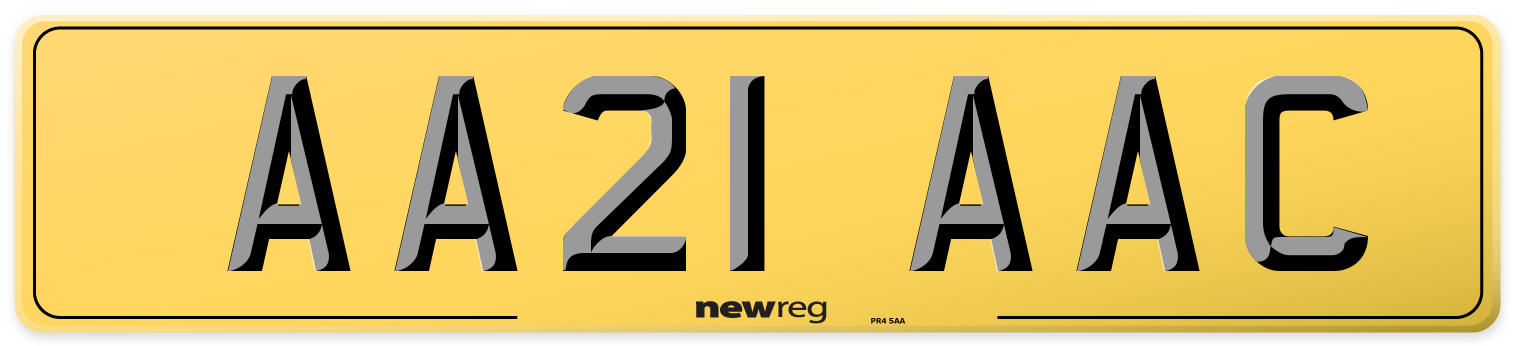 AA21 AAC Rear Number Plate