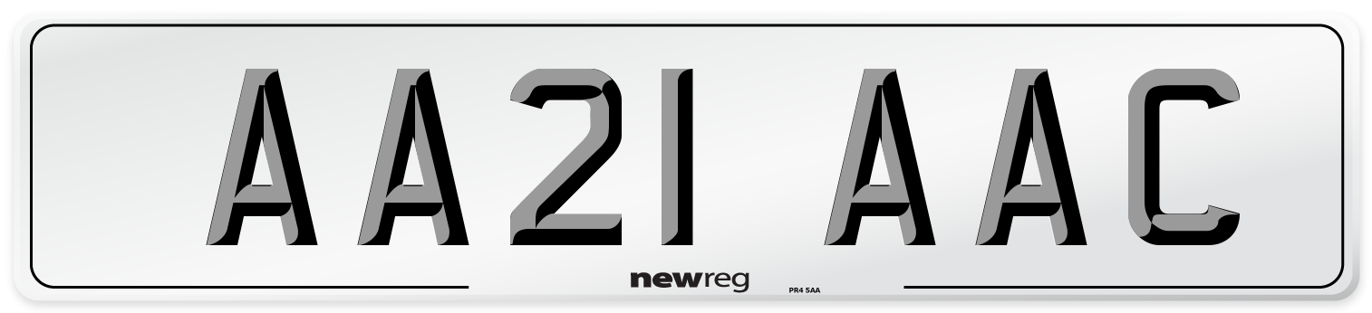 AA21 AAC Front Number Plate