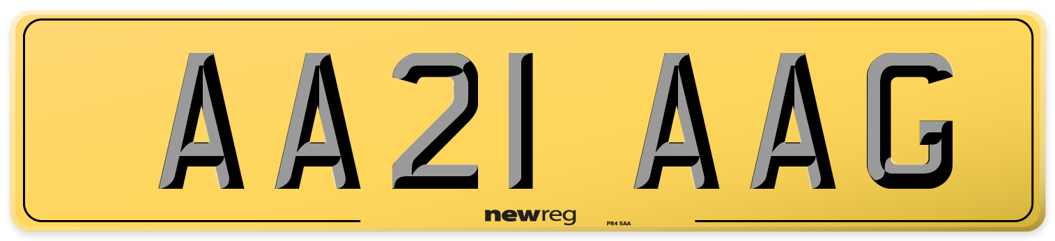 AA21 AAG Rear Number Plate