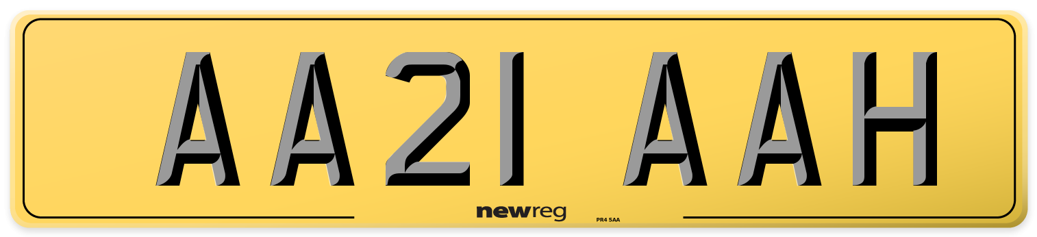 AA21 AAH Rear Number Plate