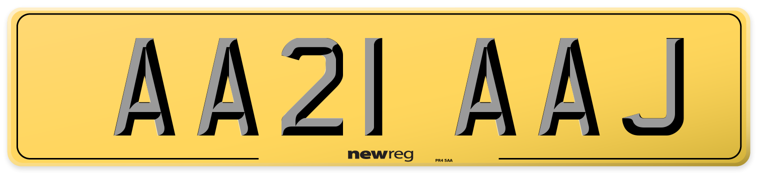 AA21 AAJ Rear Number Plate