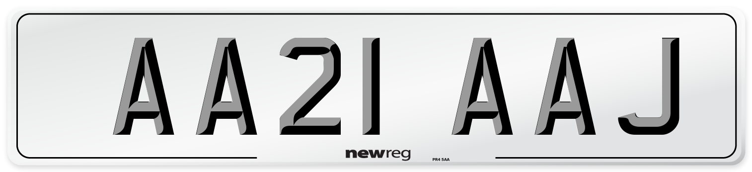 AA21 AAJ Front Number Plate