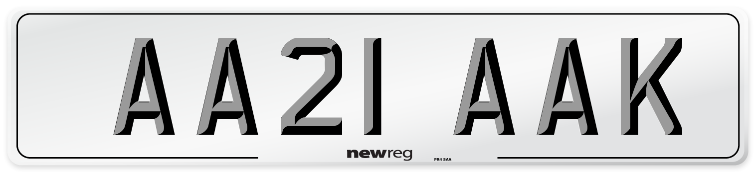 AA21 AAK Front Number Plate