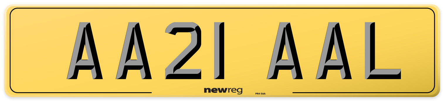 AA21 AAL Rear Number Plate
