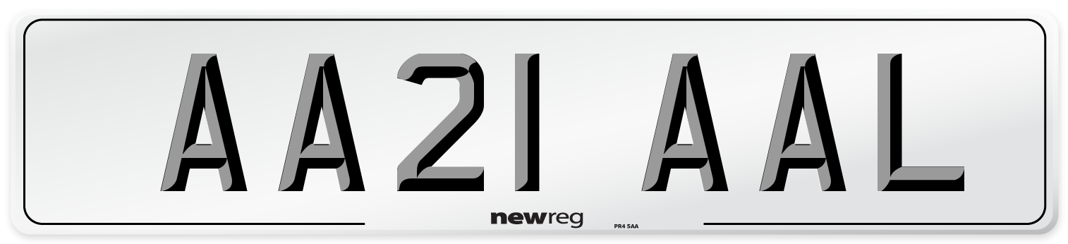 AA21 AAL Front Number Plate