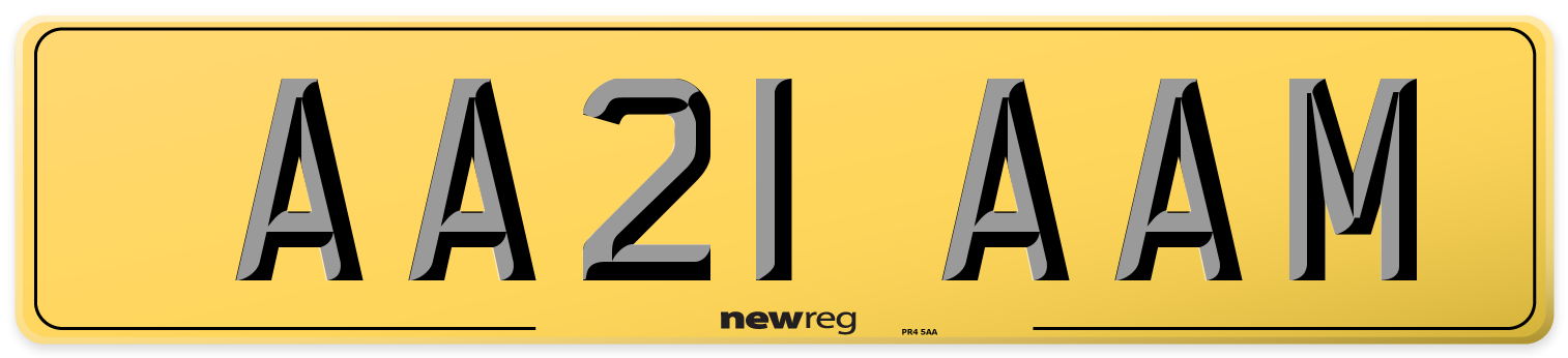 AA21 AAM Rear Number Plate