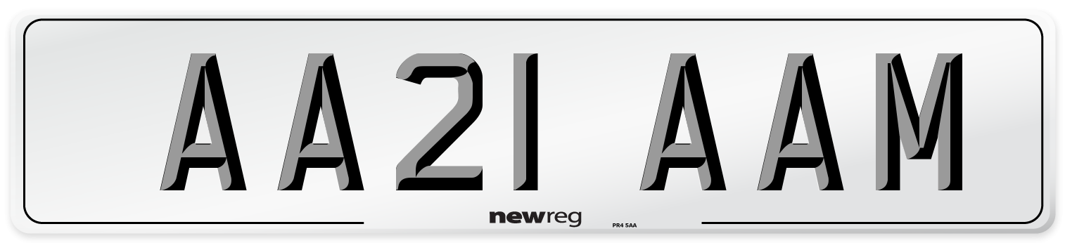 AA21 AAM Front Number Plate