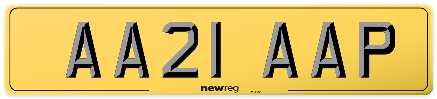 AA21 AAP Rear Number Plate
