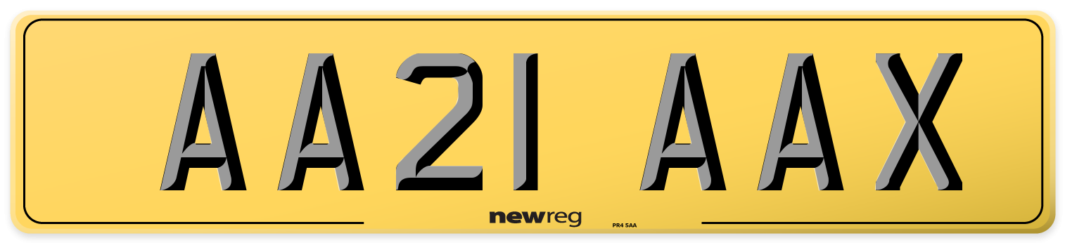 AA21 AAX Rear Number Plate